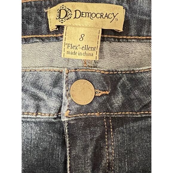 Democracy Jeans Womens Sz 8 Plus Blue Flex-ellent Cropped Fabric Embellished - Picture 3 of 6